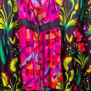 Rockabilly rayon cotton skater style pin up abstract zip up dress